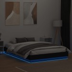 vidaXL Cadru de pat cu lumini LED, negru, 160x200 cm