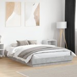 vidaXL Cadru de pat cu lumini LED, gri beton, 160x200 cm vidaXL Cadru de pat cu lumini LED, gri beton, 160x200 cm