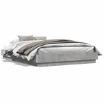 vidaXL Cadru de pat cu lumini LED, gri beton, 160x200 cm vidaXL Cadru de pat cu lumini LED, gri beton, 160x200 cm