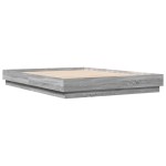 vidaXL Cadru de pat cu lumini LED, gri sonoma, 160x200 cm