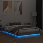vidaXL Cadru de pat cu lumini LED, gri beton, 150x200 cm vidaXL Cadru de pat cu lumini LED, gri beton, 150x200 cm
