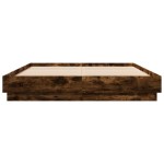 vidaXL Cadru de pat cu lumini LED, stejar fumuriu, 150x200 cm