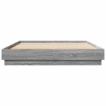 vidaXL Cadru de pat cu lumini LED, gri sonoma, 150x200 cm