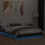 vidaXL Cadru de pat cu lumini LED, stejar maro, 150x200 cm vidaXL Cadru de pat cu lumini LED, stejar maro, 150x200 cm