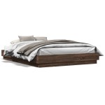 vidaXL Cadru de pat cu lumini LED, stejar maro, 150x200 cm vidaXL Cadru de pat cu lumini LED, stejar maro, 150x200 cm