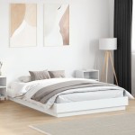 vidaXL Cadru de pat cu lumini LED, alb, 140x200 cm vidaXL Cadru de pat cu lumini LED, alb, 140x200 cm