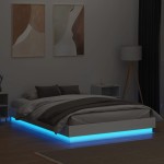 vidaXL Cadru de pat cu lumini LED, alb, 140x200 cm vidaXL Cadru de pat cu lumini LED, alb, 140x200 cm