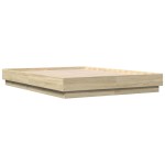 vidaXL Cadru de pat cu lumini LED, stejar sonoma, 135x190 cm