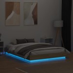 vidaXL Cadru de pat cu lumini LED, stejar sonoma, 135x190 cm