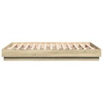 vidaXL Cadru de pat cu lumini LED, stejar sonoma, 135x190 cm