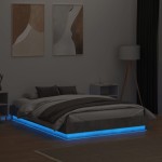 vidaXL Cadru de pat cu lumini LED, gri beton, 135x190 cm vidaXL Cadru de pat cu lumini LED, gri beton, 135x190 cm
