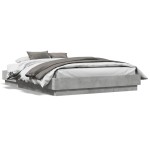 vidaXL Cadru de pat cu lumini LED, gri beton, 135x190 cm vidaXL Cadru de pat cu lumini LED, gri beton, 135x190 cm