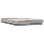 vidaXL Cadru de pat cu lumini LED, sonoma gri, 135x190 cm