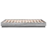 vidaXL Cadru de pat cu lumini LED, sonoma gri, 135x190 cm