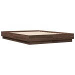 vidaXL Cadru de pat cu lumini LED, stejar maro, 135x190 cm