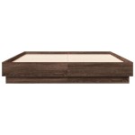 vidaXL Cadru de pat cu lumini LED, stejar maro, 135x190 cm
