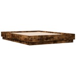vidaXL Cadru de pat cu lumini LED, stejar fumuriu, 120x190 cm
