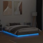 vidaXL Cadru de pat cu lumini LED, gri sonoma, 120x190 cm
