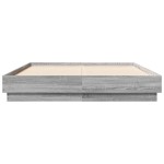 vidaXL Cadru de pat cu lumini LED, gri sonoma, 120x190 cm