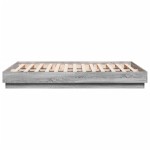 vidaXL Cadru de pat cu lumini LED, gri sonoma, 120x190 cm