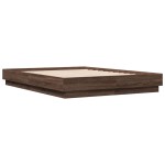 vidaXL Cadru de pat cu lumini LED, stejar maro, 120x190 cm