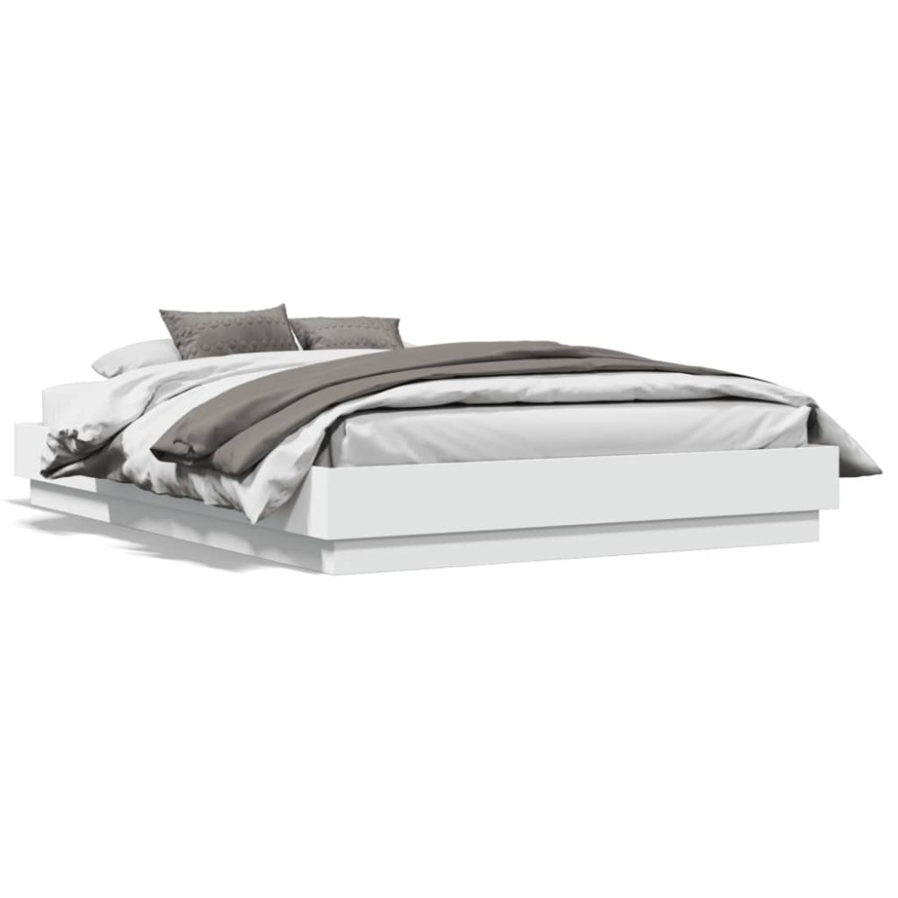 vidaXL Cadru de pat, alb, 120x190 cm, lemn prelucrat