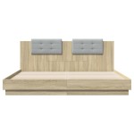 vidaXL Cadru de pat cu tăblie stejar sonoma 200x200 cm lemn prelucrat