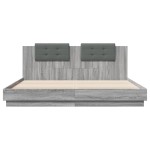vidaXL Cadru de pat cu tăblie gri sonoma 200x200 cm lemn prelucrat
