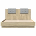 vidaXL Cadru de pat cu tăblie stejar sonoma 150x200 cm lemn prelucrat