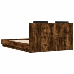 vidaXL Cadru de pat cu tăblie stejar fumuriu 150x200 cm lemn prelucrat vidaXL Cadru de pat cu tăblie stejar fumuriu 150x200 cm lemn prelucrat