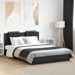 vidaXL Cadru de pat cu tăblie, negru, 120x200 cm, lemn prelucrat vidaXL Cadru de pat cu tăblie, negru, 120x200 cm, lemn prelucrat