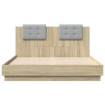 vidaXL Cadru de pat cu tăblie stejar sonoma 120x200 cm lemn prelucrat