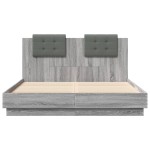 vidaXL Cadru de pat cu tăblie gri sonoma 120x200 cm lemn prelucrat vidaXL Cadru de pat cu tăblie gri sonoma 120x200 cm lemn prelucrat