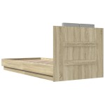 vidaXL Cadru de pat cu tăblie stejar sonoma 100x200 cm lemn prelucrat