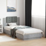 vidaXL Cadru de pat cu tăblie gri beton 100x200 cm lemn prelucrat vidaXL Cadru de pat cu tăblie gri beton 100x200 cm lemn prelucrat