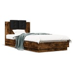 vidaXL Cadru de pat cu tăblie stejar fumuriu 100x200 cm lemn prelucrat