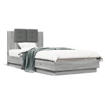 vidaXL Cadru de pat cu tăblie gri sonoma 100x200 cm lemn prelucrat