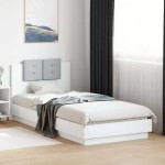 vidaXL Cadru de pat cu tăblie, alb, 90x200 cm, lemn prelucrat vidaXL Cadru de pat cu tăblie, alb, 90x200 cm, lemn prelucrat