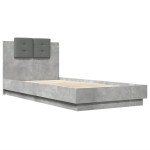 vidaXL Cadru de pat cu tăblie gri beton 90x200 cm lemn prelucrat