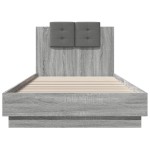 vidaXL Cadru de pat cu tăblie, gri sonoma, 90x200 cm, lemn prelucrat vidaXL Cadru de pat cu tăblie, gri sonoma, 90x200 cm, lemn prelucrat