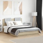 vidaXL Cadru de pat cu tăblie stejar sonoma 135x190 cm lemn prelucrat vidaXL Cadru de pat cu tăblie stejar sonoma 135x190 cm lemn prelucrat