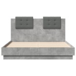 vidaXL Cadru de pat cu tăblie gri beton 135x190 cm lemn prelucrat vidaXL Cadru de pat cu tăblie gri beton 135x190 cm lemn prelucrat