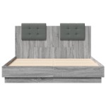 vidaXL Cadru de pat cu tăblie, gri sonoma, 135x190 cm, lemn prelucrat vidaXL Cadru de pat cu tăblie, gri sonoma, 135x190 cm, lemn prelucrat