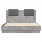 vidaXL Cadru de pat cu tăblie gri beton 120x190 cm lemn prelucrat vidaXL Cadru de pat cu tăblie gri beton 120x190 cm lemn prelucrat