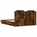 vidaXL Cadru de pat cu tăblie stejar fumuriu 120x190 cm lemn prelucrat