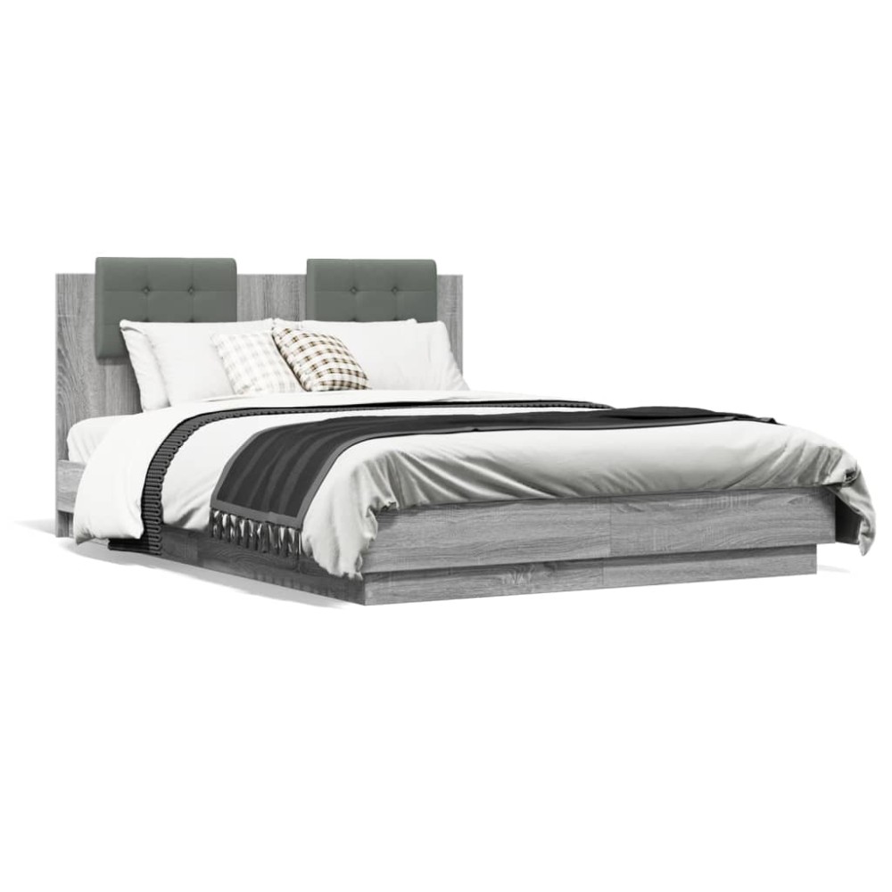 vidaXL Cadru de pat cu tăblie gri sonoma 120x190 cm lemn prelucrat