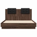 vidaXL Cadru de pat cu tăblie stejar maro 120x190 cm lemn prelucrat
