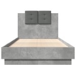vidaXL Cadru de pat cu tăblie, gri beton, 90x190 cm, lemn prelucrat vidaXL Cadru de pat cu tăblie, gri beton, 90x190 cm, lemn prelucrat