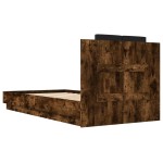 vidaXL Cadru de pat cu tăblie stejar fumuriu 90x190 cm lemn prelucrat vidaXL Cadru de pat cu tăblie stejar fumuriu 90x190 cm lemn prelucrat