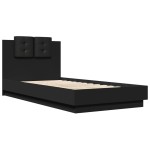 vidaXL Cadru de pat cu tăblie, negru, 75x190 cm, lemn prelucrat vidaXL Cadru de pat cu tăblie, negru, 75x190 cm, lemn prelucrat